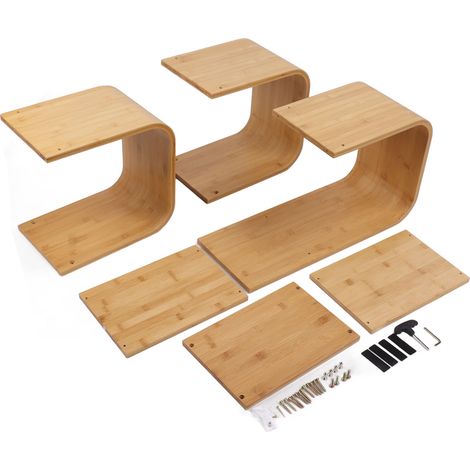 Étagère en forme de S, grande capacité, moderne, 3 niveaux, pour salon, chambre, bureau, bibliothèque décorative. (1/5)