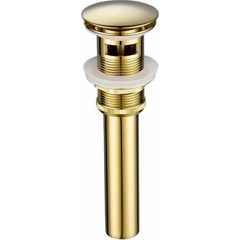 Tigrezy Gold Waschbeckenablaufstopfen, Waschbeckenablauf mit Überlauf, Pop-Up Waschbeckenablaufstopfen, Titangold