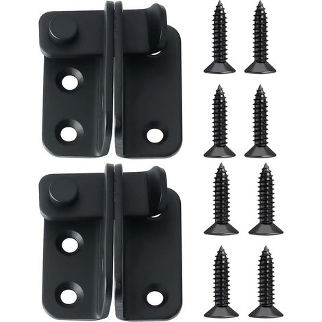 Loquet de Porte,2 pièces en Acier Inoxydable à Bascule,Verrou Coulissant, Verrou de Porte,Verrou de Porte avec 8 Vis Minuscule Fermoir à Cadenas Applicable aux Diverses Portes(Noir) (1/5)