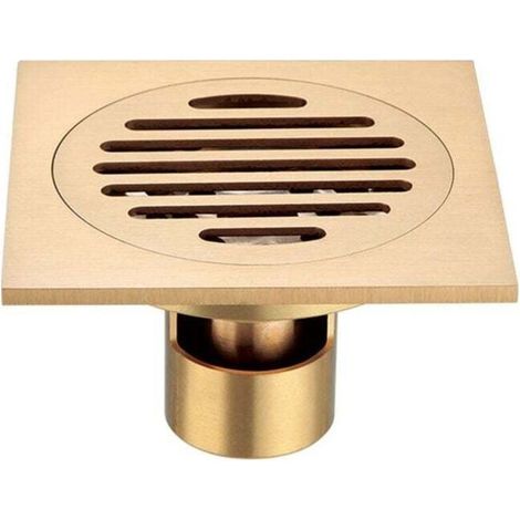 Caniveau de douche carré en laiton, siphon de sol carré en acier inoxydable pour salle de bain, gros calibre (1/4)