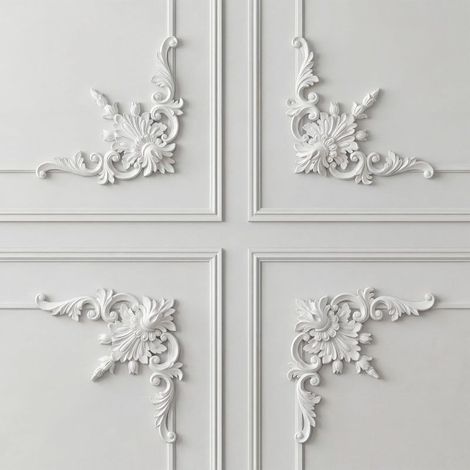Ensemble de 12 rondelles de fleurs décoratives d'angle style français Irovami, blanches (1/5)
