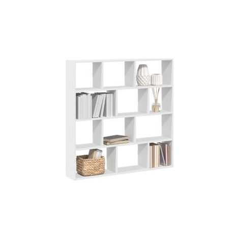 Étagère cube murale 12 compartiments blanc bois d'ingénierie (1/5)