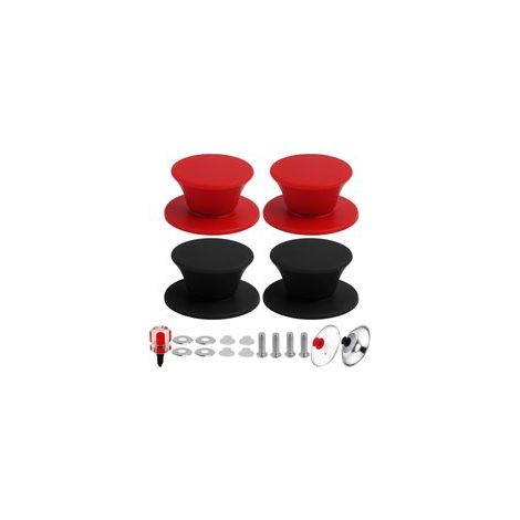 Lot de 4 poignées de couvercle de casserole en silicone, universelles et résistantes à la chaleur, sans BPA, avec vis et joints en acier inoxydable, compatibles lave-vaisselle.