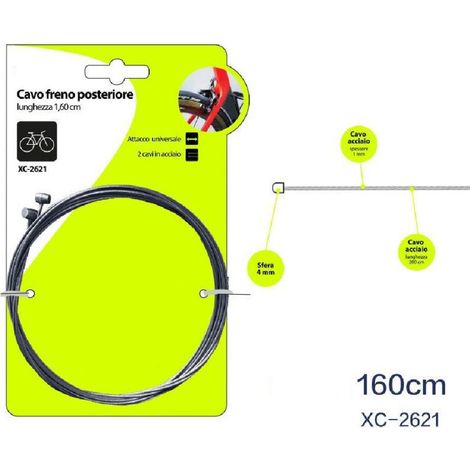 Trade Shop - Set 2pcs Cable Freno Trasero Acero 160cm Universal Fijación Bicicleta Xc-2621 -