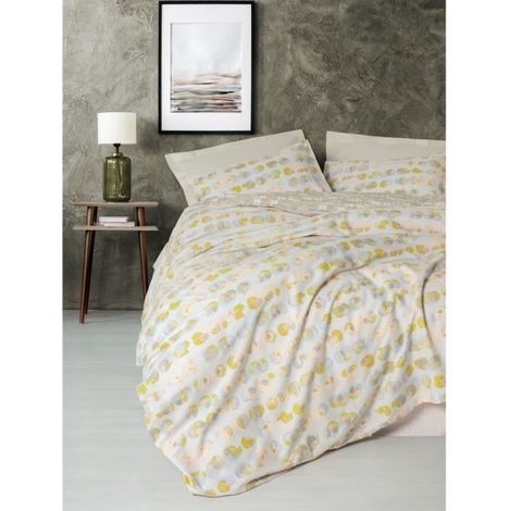 Juego de cama - 1 funda nórdica 220 x 240 cm + 2 fundas de almohada 60 x 60 cm - 100% algodón reforzado - Beige
