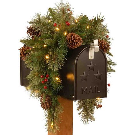 Guirlande Lumineuse En Branches - Couronne De Pin Pour Boîte Aux Lettres - Décoration De Noël Intérieure Et Extérieure - 90 Cm (1/5)
