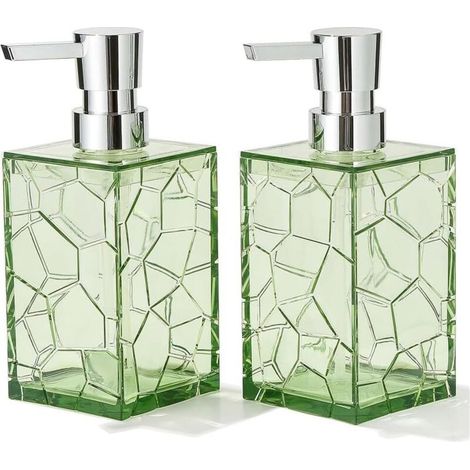 Set aus zwei transparenten Flüssigseifenspendern aus Acryl für Bad und Küche, grün (1/5)