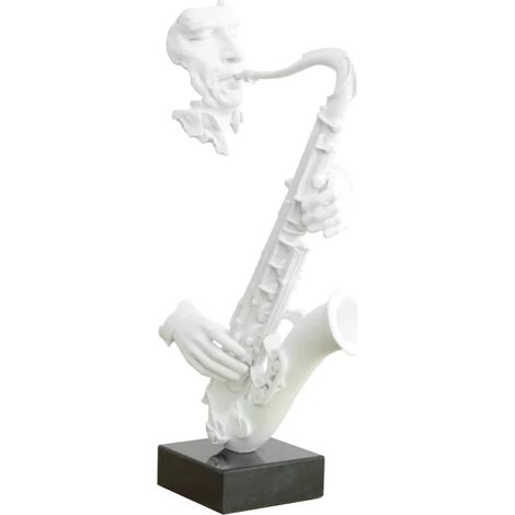 Statue visage saxophoniste avec saxophone blanc H62 cm - SONG (1/3)