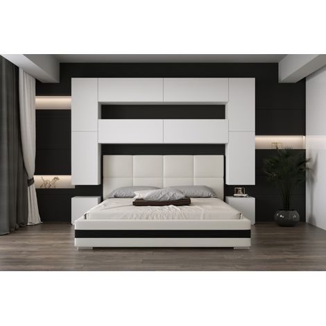 Tête de lit Armoire - pont de lit PANAMA 4/M/W/3-1C blanc 280x223x35cm