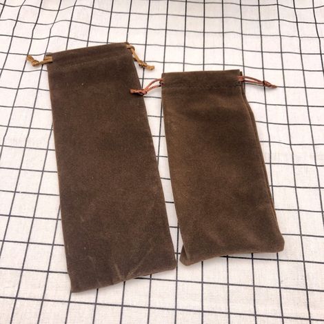Lot de 10 (1020cm) sacs de rangement à cordon en velours couleur café, style long, adaptés aux tasses, peignes, bijoux, lunettes. (1/2)