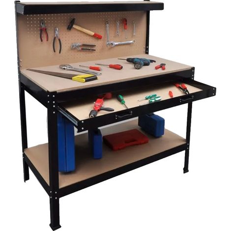 Établi, Construction Solide, Rangement Efficace des Outils, JAUNE/NOIR (1/2)