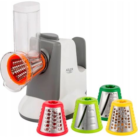 Elektrischer Gemüseschneider/Reibe für Gemüse, Obst, Käse, 5 Aufsätze
