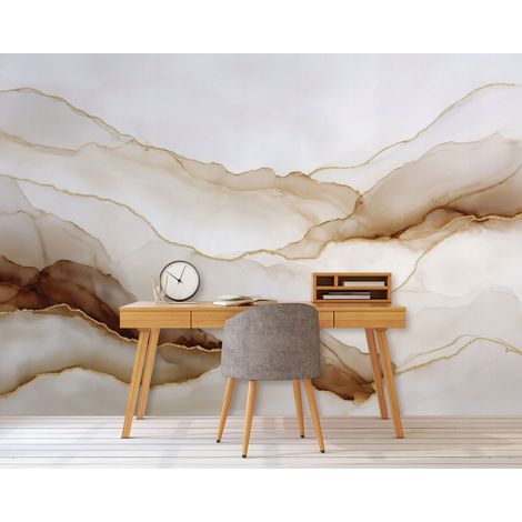 Fototapete Marmor Abstrakt Braun, für Wohnzimmer und Schlafzimmer, 150 x 105 cm – Komplettset inkl. Kleister & Anleitung (1/5)