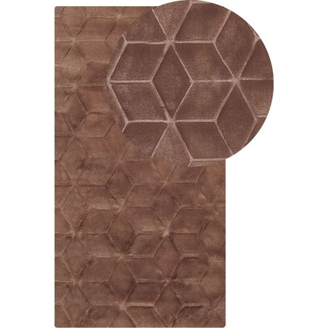Tapis en Fausse Fourrure de Lapin 80 x 150 cm en Polyester Marron Thatta