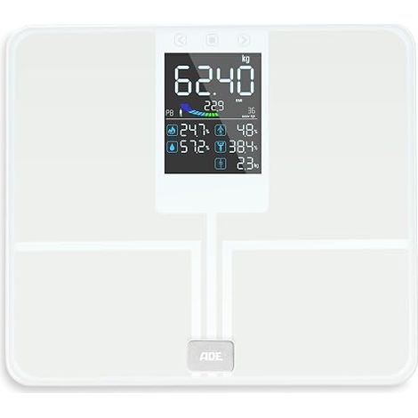 Body Fat and Muscle Scales Digital Scales with Large Colour Display All Values at a Glance Body Fat and Muscle Scales up to 200 kg White (1/5)