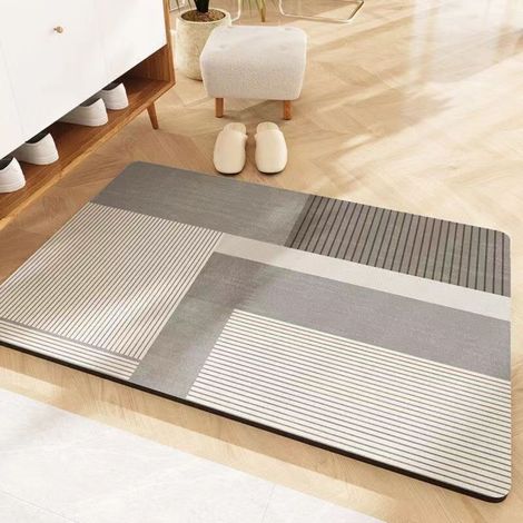 Bathroom floor mat, grey, 40x60cm, 1 piece, absorbent, non-slip, quick-drying, stain-resistant. (1/5)
