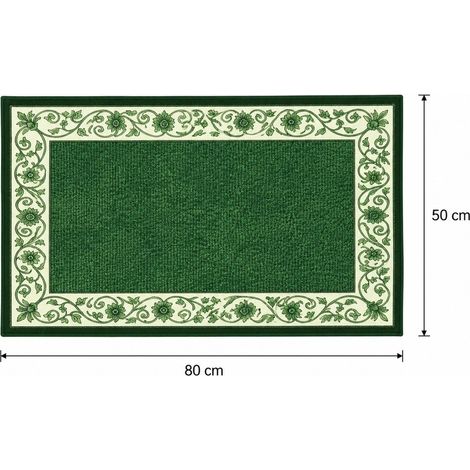 Tapis de cuisine adhésif sans colle, motif feuillage vert foncé, 50 x 80 cm (1/4)