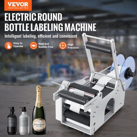 Étiqueteuse ronde semi-automatique, 20-50 pcs/min, applicateur d'étiquettes de bouteilles pour bouteilles rondes, machine à étiquet… (1/5)