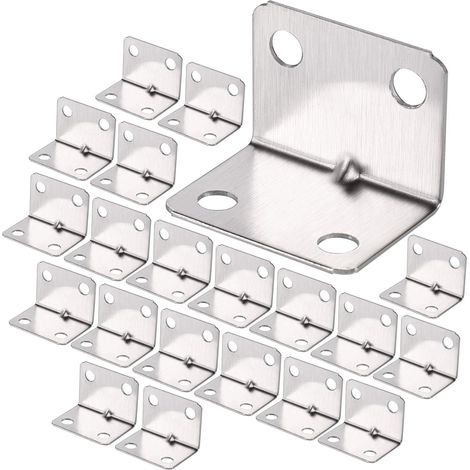 100 Stück Edelstahl-Eckstrebe 30 × 23 × 23 mm, 90-Grad-Eckstrebe, rechtwinklige Halterung, kleine L-förmige Holzhalterung zur Befestigung von Zaun, Tisch und Regal