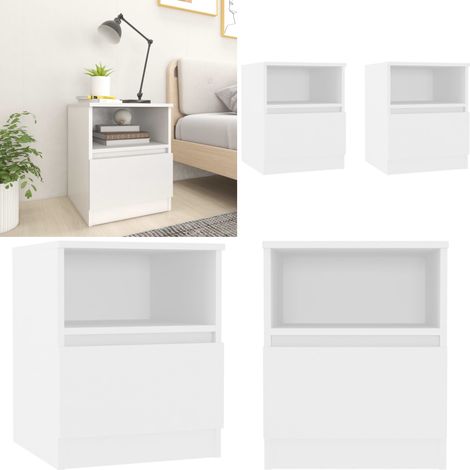 Mesitas de noche 2 uds madera contrachapada blanco 40x40x50 cm - Mesitas de noche - Mesita de noche de madera