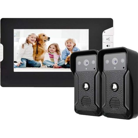 Interphone Vidéo, Interphone Vidéo Filaire avec Écran LCD de 7 Pouces avec Caméra Extérieure 1000TVL Support de Vision Nocturne IR Surveillance Déverrouillage Interphone Bidirectionnel (EU) (1/5)