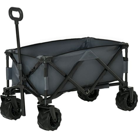 Carrello da Giardino Carico max 70kg con Maniglia Telescopica in Metallo e Tessuto Oxford Grigio (1/5)