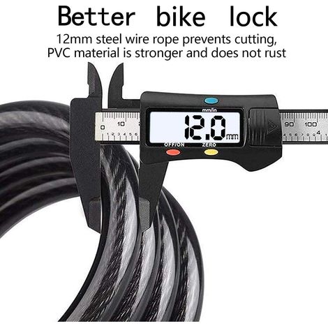 Antivol Velo,Cadenas de velos Long 120cm x 12mm,Câble Antivol pour Vélo Scooter Motos Portail Vélo avec 5 Chiffres Intelligente Code et Vélo Poussette,Verrouillage à Vélo Antivol (1/4)