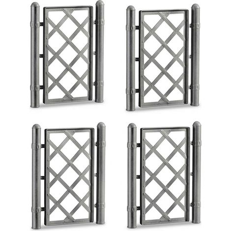 Set da 4 Spalliera grigia Modulare per Piante Rampicanti Grigliato in Plastica 43x52 cm con Giunti e Tappi Supporto Traliccio rete Divisorio Grigliato per Giardino e Balcone Made in Italy