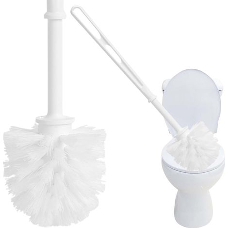 1 x White Toilet Replacement Brush Only With Strong Plastic Handle & Deep Cleaner Bristles (1/2)