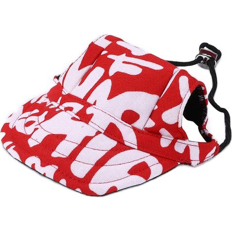 Hunde-Baseballkappe mit verstellbarem Sonnenvisier, Sonnenschutz für Outdoor-Sportarten und Ohrlöchern. Rotes S
