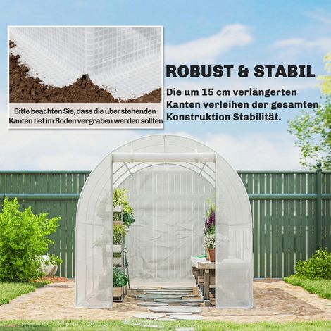 Serre film 4 x 2 m, bâche jardin imperméable avec porte, 8 fenêtres, protection UV, polyéthylène résistant à la déchirure FILM UNIQUEMENT Blanc (1/4)