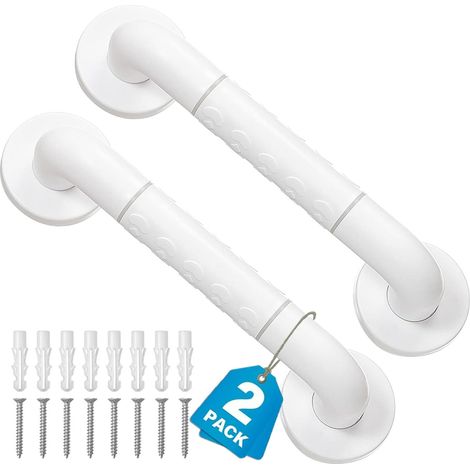 Due maniglioni di sicurezza da 40 cm per vasca e doccia, maniglioni antiscivolo per doccia e WC, facili da usare per persone con mobilità ridotta, aiutano gli anziani a usare il bagno, maniglioni di s (1/5)