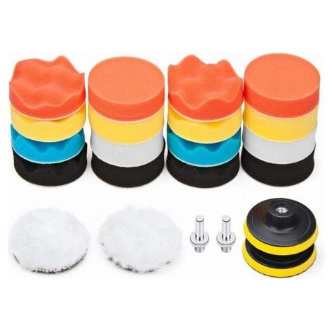 22 Stück 80mm Polierpad Polierschwamm Polierset mit M10 Bohrer für Bohrmaschine Wollpolierpad zum Polieren von Autos Schleifen Wachsen