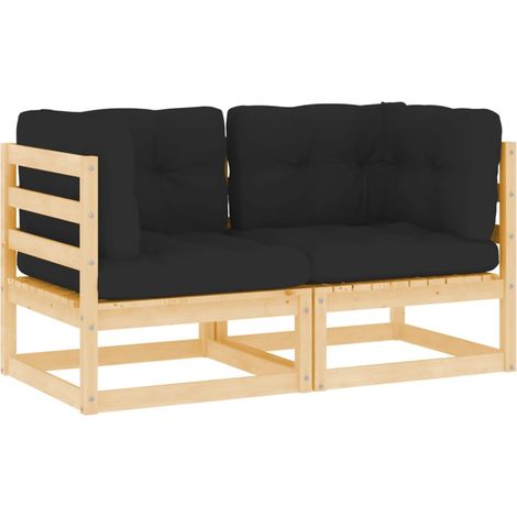 Canapés d'angle de jardin, Canapés d'extérieur, Banc de jardin avec coussins Bois de pin massif MJU7964 (1/5)