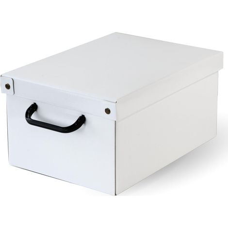 Boite de Rangement avec Couvercle, Organizer en carton, pour Vetement, Meuble de Rangement Chambre, Bureau, Organisateur Tiroir, Boite Cadeau, Blanc, 25x35x17,5 cm (1/5)
