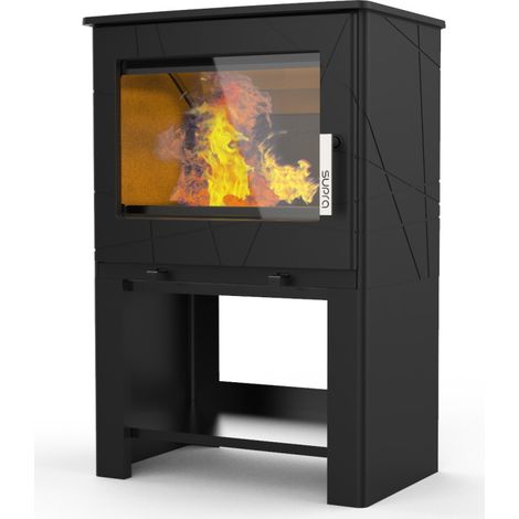 Supra – Poêle à bois étanche en fonte 7.3 kW – Double combustion – Évacuation des fumées supérieure – Pour bûches jusqu'à 45 cm (1/6)