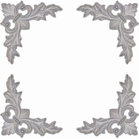 Décor d'angle par jeu de 4 avec motif feuille - Hauteur 130x130mm - Fonte zinguée à visser - DECO FER FORGE