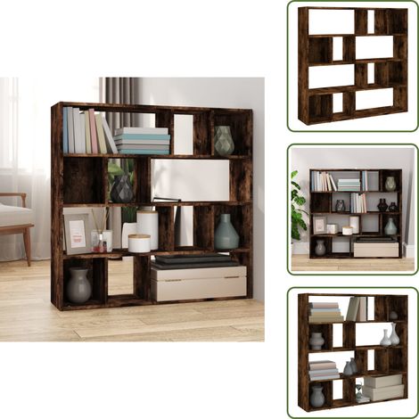 Bibliothèque/Séparateur de pièce Chêne fumé 105x24x102 cm - Bibliothèque - Séparateur De Pièce - Meuble Rangement - Étagères - Décoration Intérieur