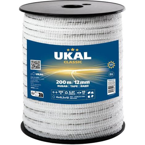 Ruban 12 mm blanc CLASSIC 200 m UKAL