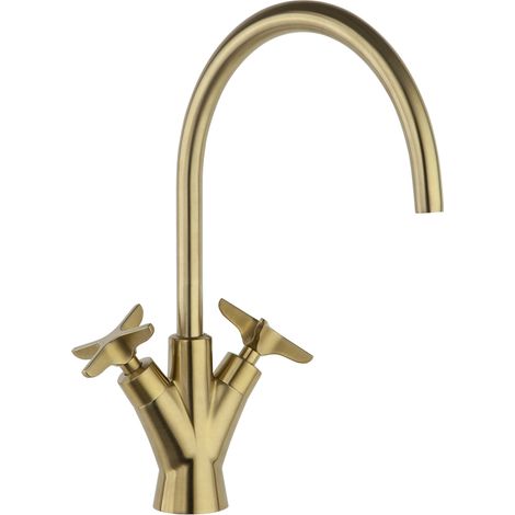 Robinet à double commande avec bec pivotant de 170 mm - ADAGIO - Ramón Soler - Finition : Or brossé (1/3)