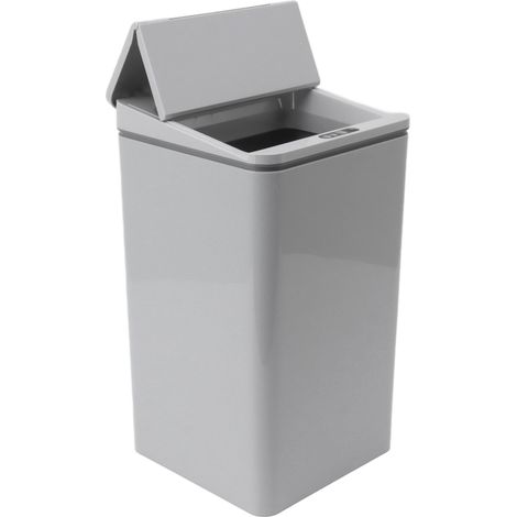 Poubelle de bureau à capteur, chargement USB, couvercle pliable, 9 L, intelligente, à induction, grise, pour chambre, salle de bain ou bureau. (1/5)