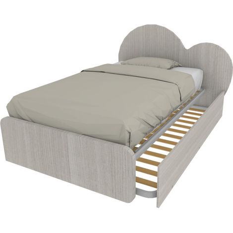 Letto a cuore 1 piazza e mezza con secondo letto estraibile - Perfetto per camerette - Rovere rock (1/5)