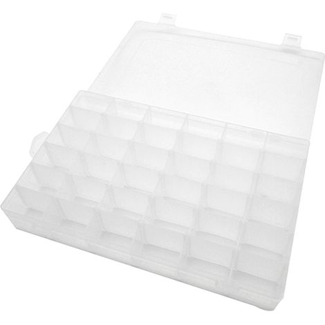 Boîte de rangement 2 pièces, 36 compartiments, grille réglable, Double pression, rangement artisanal en plastique transparent (1/4)