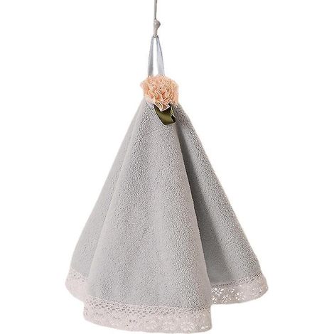 set Of 1 Bleu Towels Essuie-mains Pour La Salle De Bain Et La Cuisine Avec Boucle De Suspension Essuie-mains Ronds En Fibre De Charbon De Bois, (1/5)