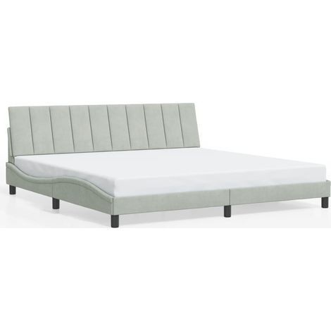 Lit double,Lit adulte,Cadre de lit sans matelas Hanko gris clair 200x200 cm velours CFW4073815 (1/5)