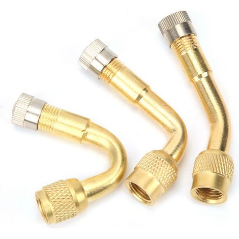 Adaptateur de valve de pneu en laiton, rallonge coudée 90° 135° 45° pour voiture, moto et vélo, doré (1/5)