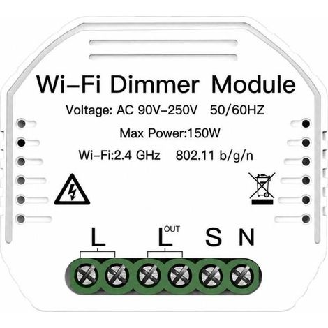 Variateur Wi-Fi 90-250 V avec interrupteur intelligent, commande vocale via application, fonction de minuterie et format mini. (1/5)