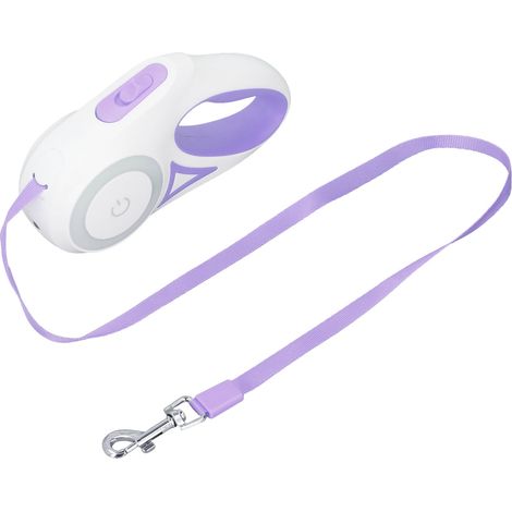 Laisse rétractable pour chien avec lumière LED puissante, frein à une main, verrouillage pause, anti-nœuds, robuste, type 2 (1/5)