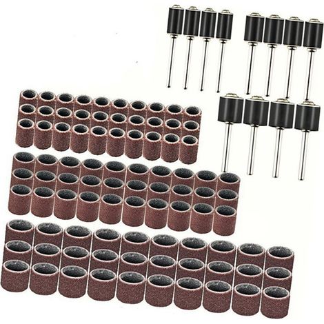 102 pièces Bande de ponçage Tambour de ponçage abrasif rotatif Outil de polissage et de meulage (1/5)