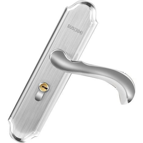 Serrure de porte à poignée en acier inoxydable, verrou de sécurité magnétique mécanique à levier pour chambre, hôtel ou balcon. (1/5)